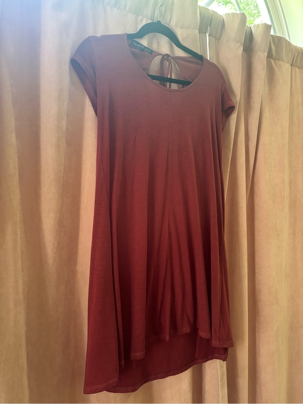 Derek Heart Rust High-Low Swing Dress with Tie Back